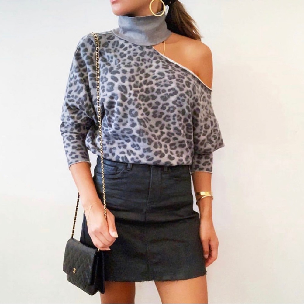 Cutout Leopard Pullover
